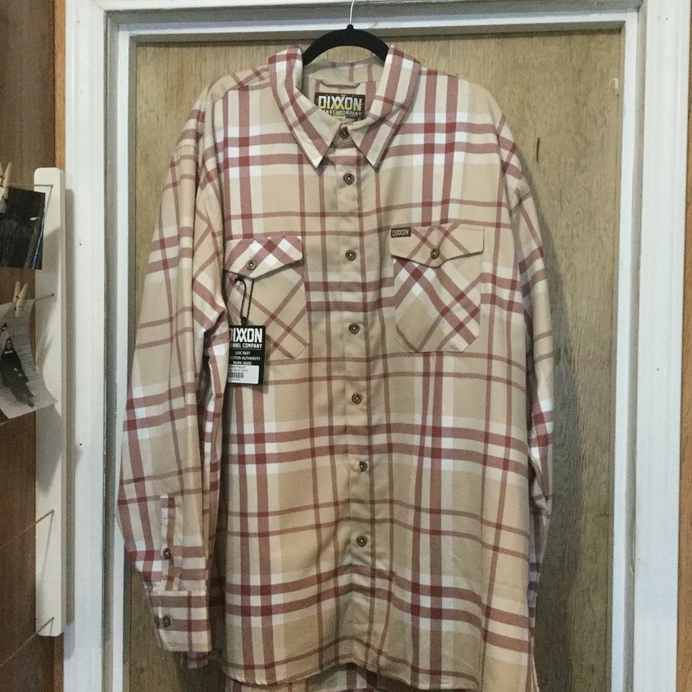 Dixxon Beige Plaid Long-Sleeve Men’s Shirt